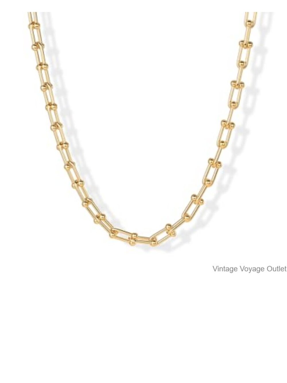 14K Gold Plated Chunky U-Link Chain Choker Necklace for Women